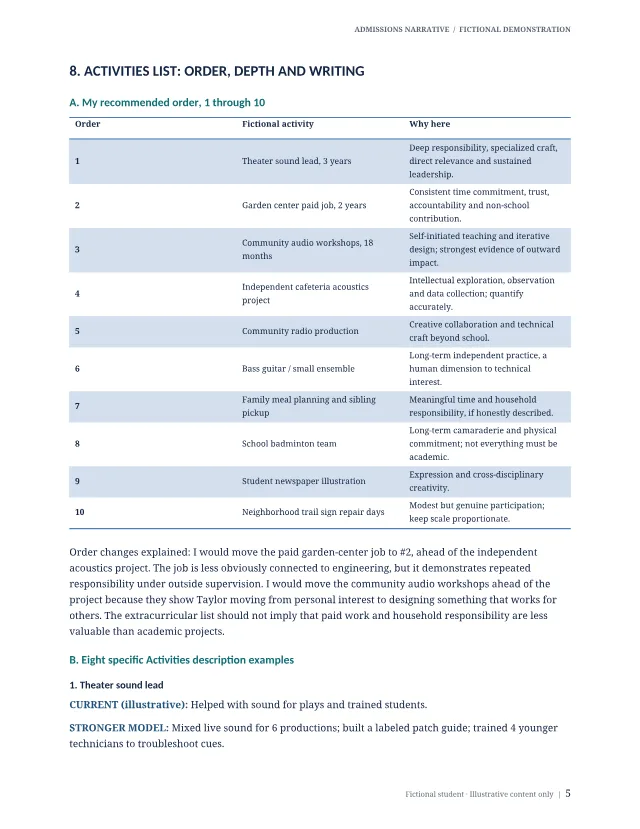 Page 5 of the fictional sample report